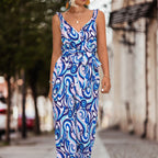 Damen Jumpsuit mit modischem Wickeldesign und farbenfrohem Spiralmuster R&B
