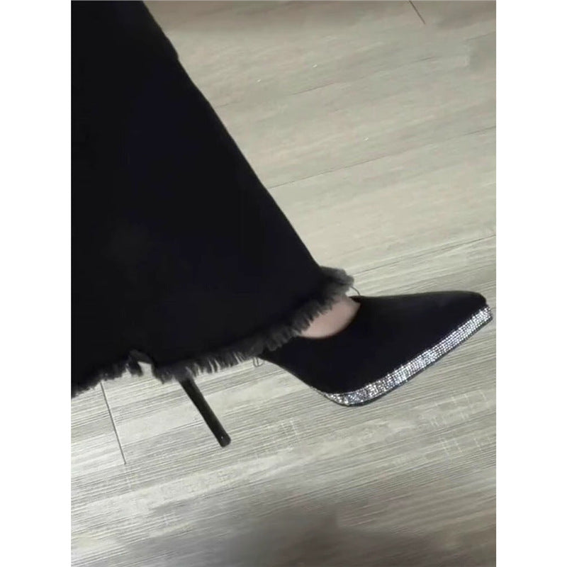 Damen elegante High Heels mit glitzerndem Absatz