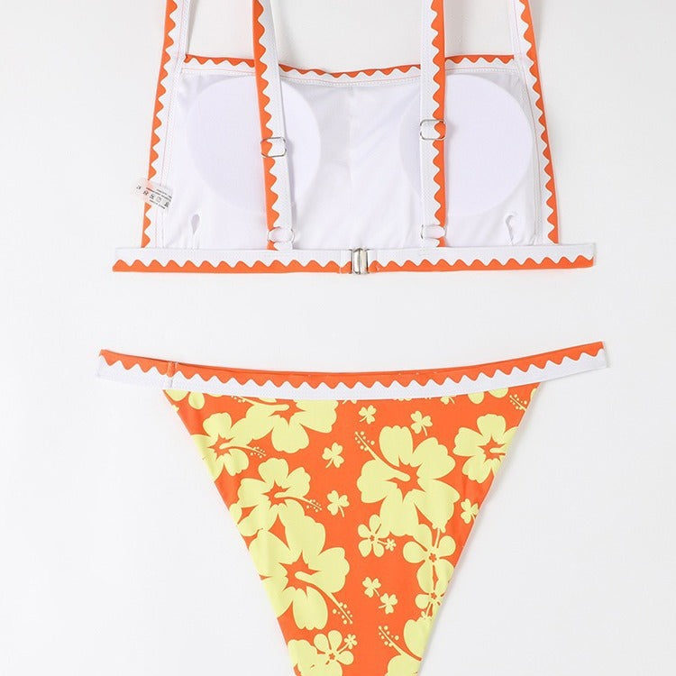 Damen Bikini-Set mit floralem Design und trendy Trägerdetails R&B