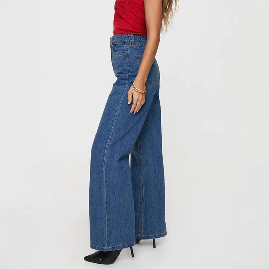Damen High-Waist Jeans mit weitem Bein und eleganter Bundgestaltung R&B