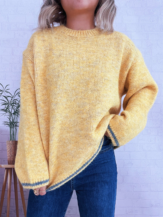 Damen lässiger Wohlfühlpullover mit blockfarbenem Design R&B
