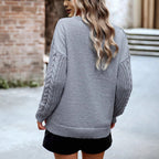 Damen gemütlicher Pullover mit detailreichen Strickärmeln R&B