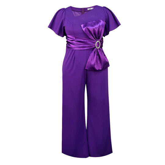 Damen Eleganter Jumpsuit mit asymmetrischem Design und eleganter Schleifenapplikation R&B