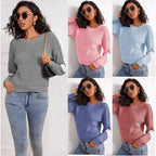 Damen Modischer Strickpullover mit kontrastierenden Ärmelakzenten R&B