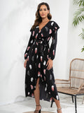 Damen Maxi-Kleid mit Rüschendetails und schickem Bindegürtel R&B