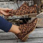 Damen Mokassin-Stiefeletten mit tierischem Muster und komfortablem Riemendesign R&B