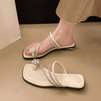 Damen Glamouröse Flip-Flops mit funkelndem Strass und elegantem Riemendesign EB