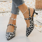Damen Slingback-Pumps mit animalischem Muster und elegantem Absatz R&B