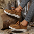 Damen Komfortable Wildleder-Sneakers mit modischem Schnürsystem