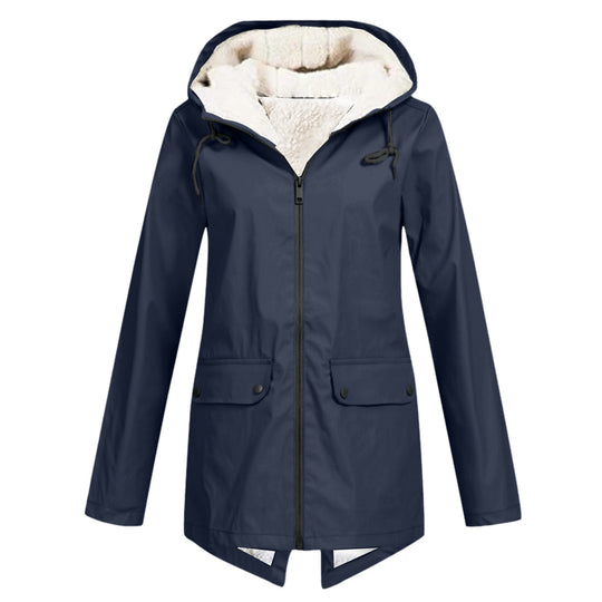 Damen Wasserabweisende Übergangsjacke mit warmem Fleece-Futter und verstellbarem Kapuzenkragen R&B