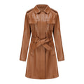 Damen modischer Trenchcoat aus hochwertigem Kunstleder