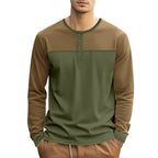 Herren Langarm-Henley-Shirt mit modernem Colorblock-Design und Knopfleiste R&B