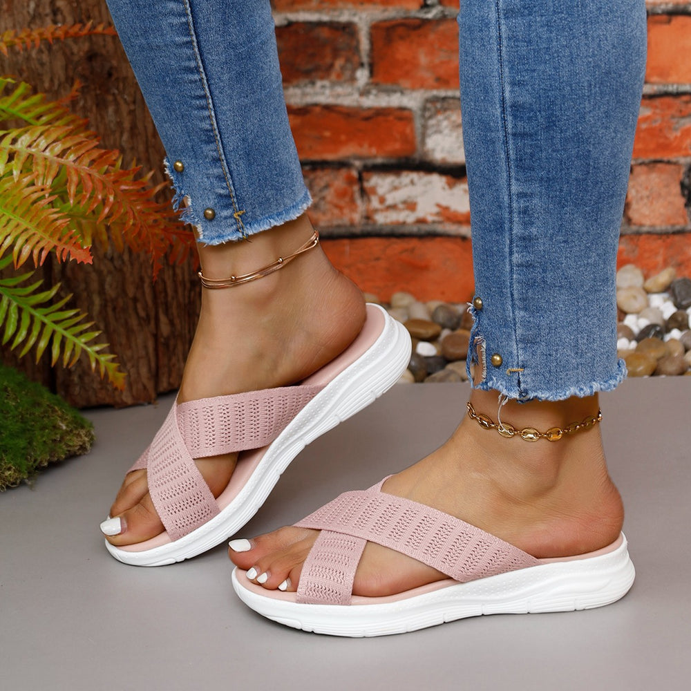 Damen Atmungsaktive und elegante Schlüpfsandalen mit Kreuzband-Wickeldesign R&B