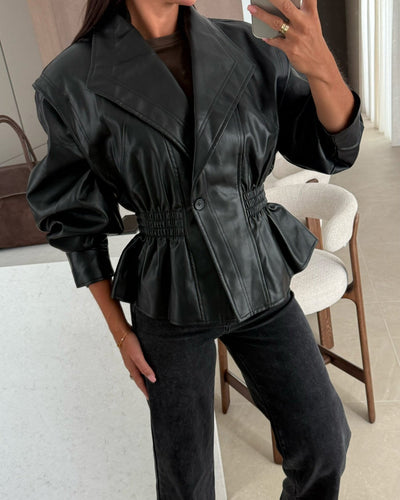 R&B | Revers Taille Cropped Pu-Jacke