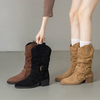 Damen Stiefeletten im Western-Stil mit modischem Riemen und Blockabsatz R&B
