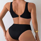 Damen Hochgeschnittener Bikini mit elastischem Bund und modischem Riemen R&B