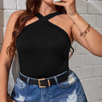 Damen Crop-Top mit asymmetrischem Design und verstellbaren Trägern R&B