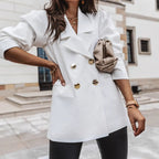 Damen eleganter Oversize-Blazer mit Taschen und Knopfdetails R&B