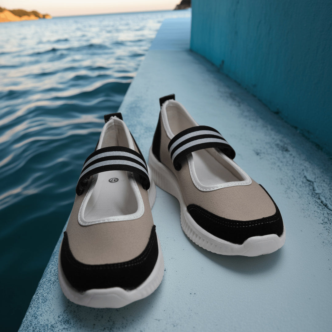 Damen Sportliche Freizeit-Schuhe mit elastischem Riemen R&B