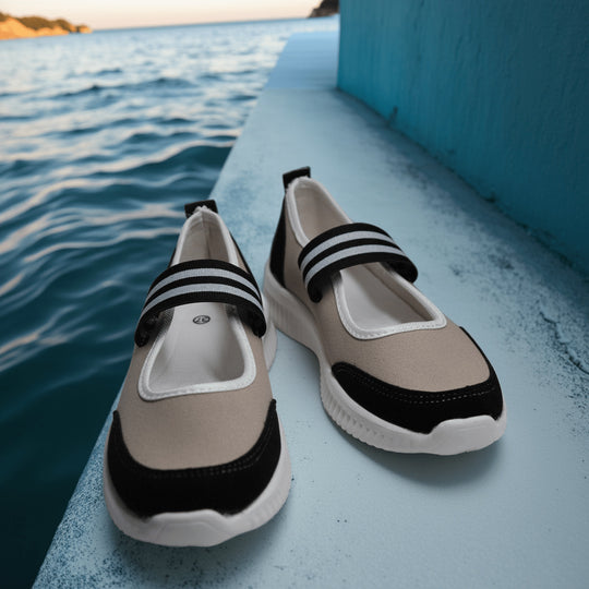 Damen Sportliche Freizeit-Schuhe mit elastischem Riemen R&B