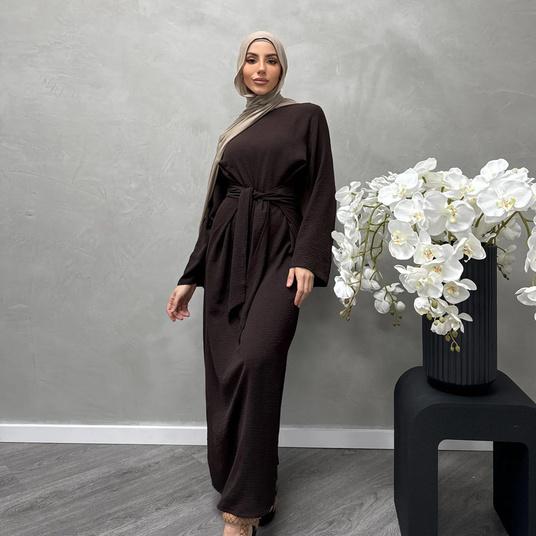 Damen Modisches Maxikleid aus fließendem Stoff mit weiten Ärmeln R&B