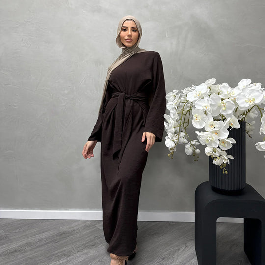 Damen Modisches Maxikleid aus fließendem Stoff mit weiten Ärmeln R&B