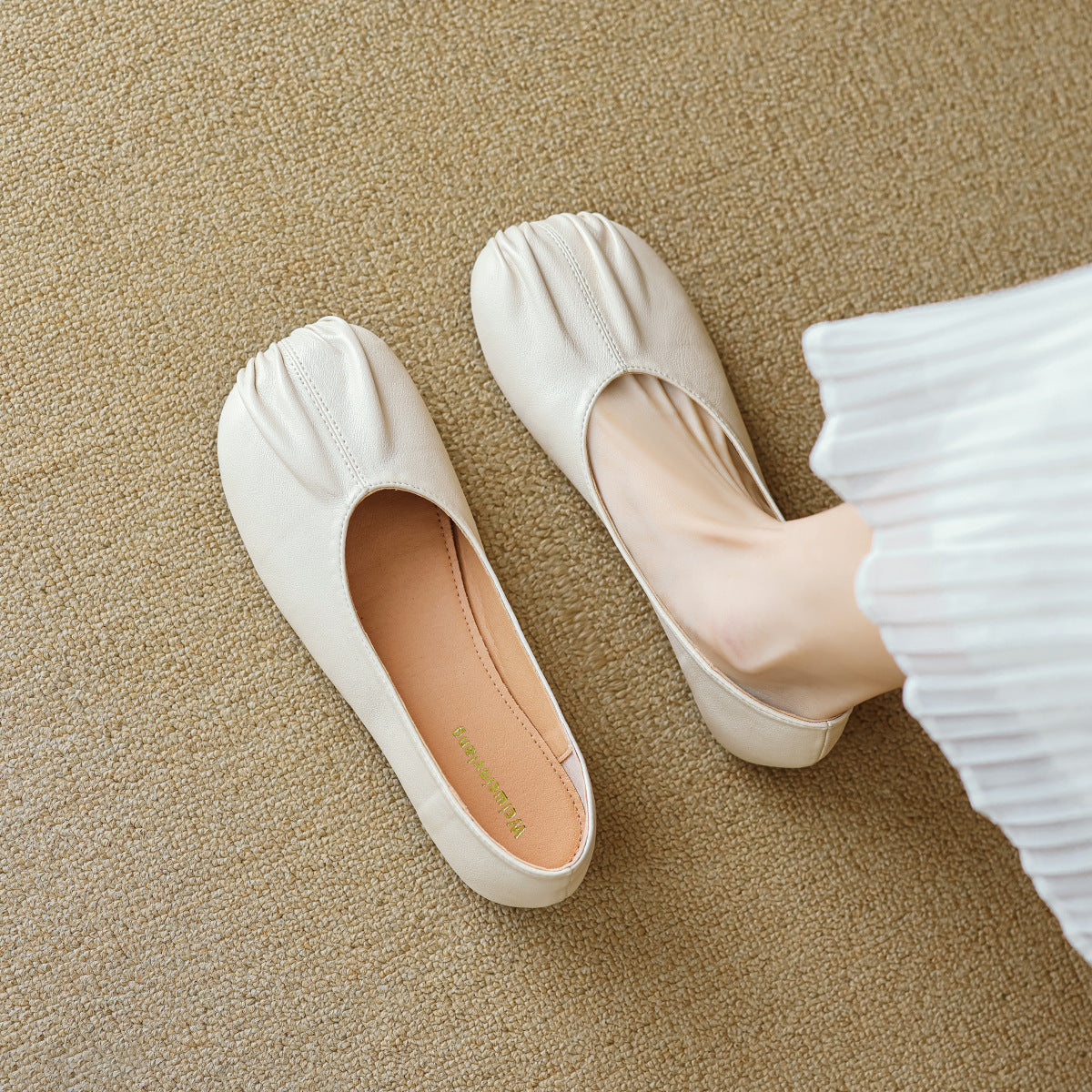 Damen elegante Ballerinas mit raffiniertem Faltendesign