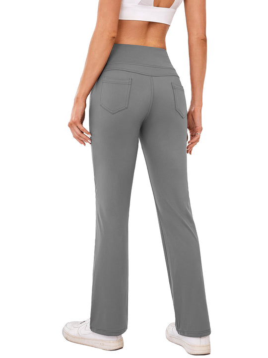 Damen bequeme Sportleggins mit hohem Bund und praktischen Taschen R&B