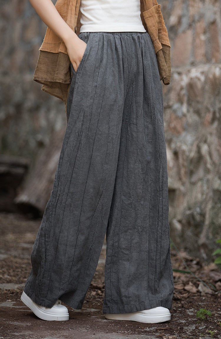 Damen weite Leinenhose mit eleganter Textur R&B