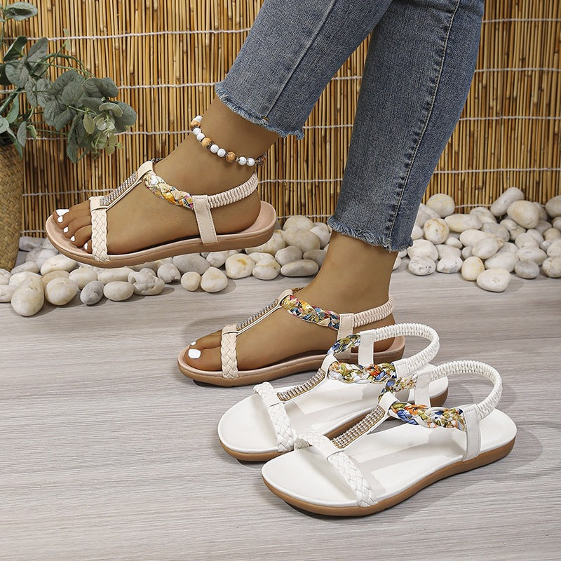 Damen modische Sandalen mit floralem Design und komfortablem Fußbett
