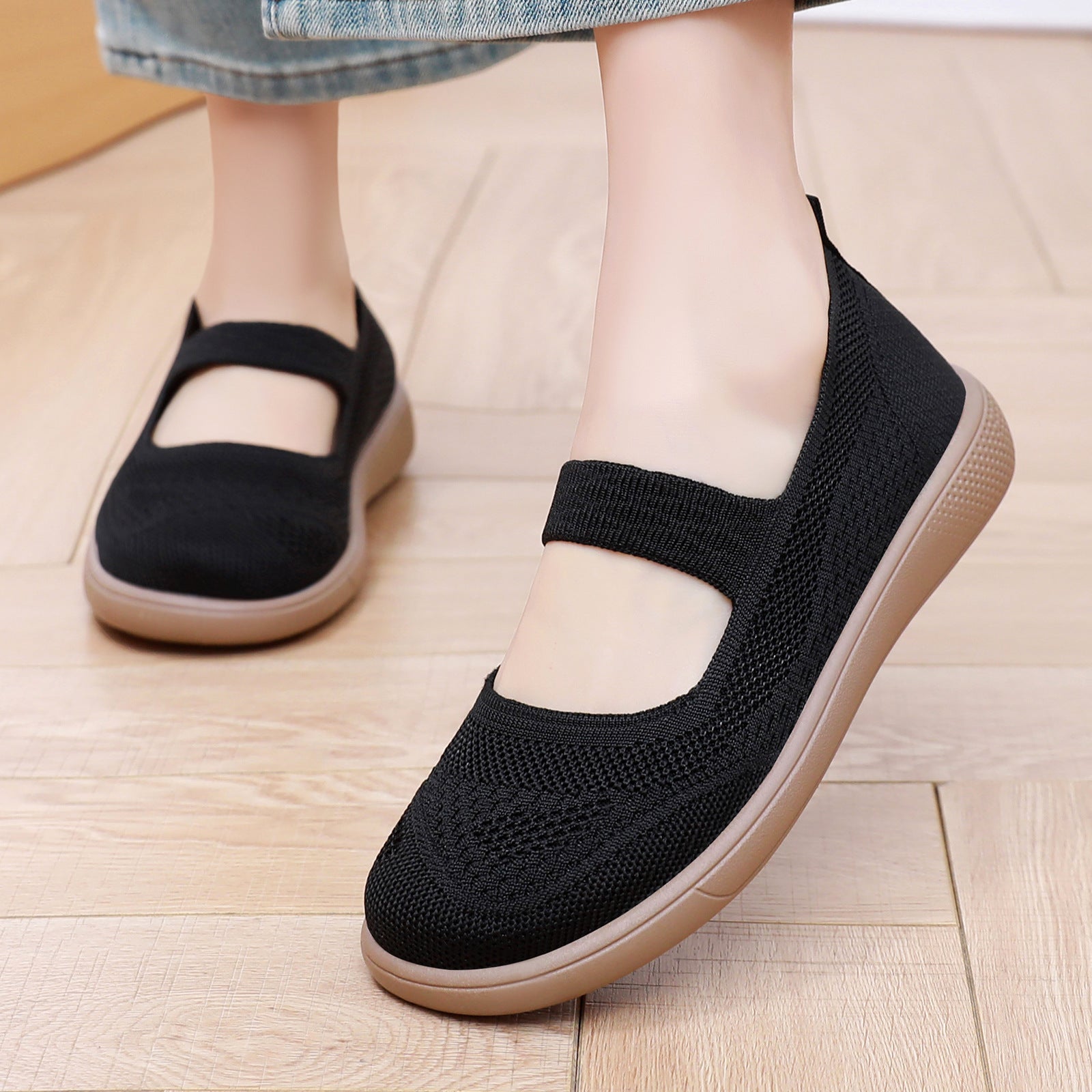 Damen Bequeme Slip-On Freizeitschuhe mit elastischem Riemen