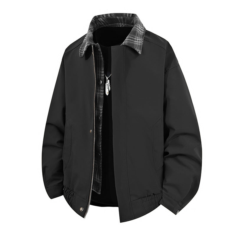 Herren lässige Übergangsjacke mit hohem Kragen und elastischem Bund R&B