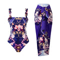 Damen Einteiler Badeanzug mit verspieltem Blumendesign und passendem Strandrock R&B