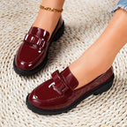 Damen elegante Mokassins mit modischem Schnallen-Design R&B