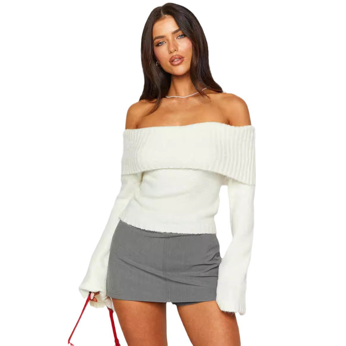 Damen Off-Shoulder Pullover R&B