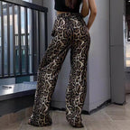 Damen Leoprint Palazzo-Hose R&B