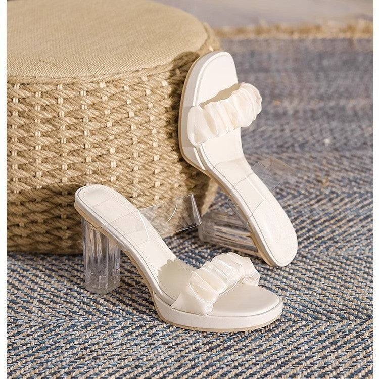 Damen offene Mules mit raffiniertem Rüschendesign R&B