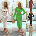 Damen gehäkelter Strandüberwurf mit Cut-Out-Details R&B