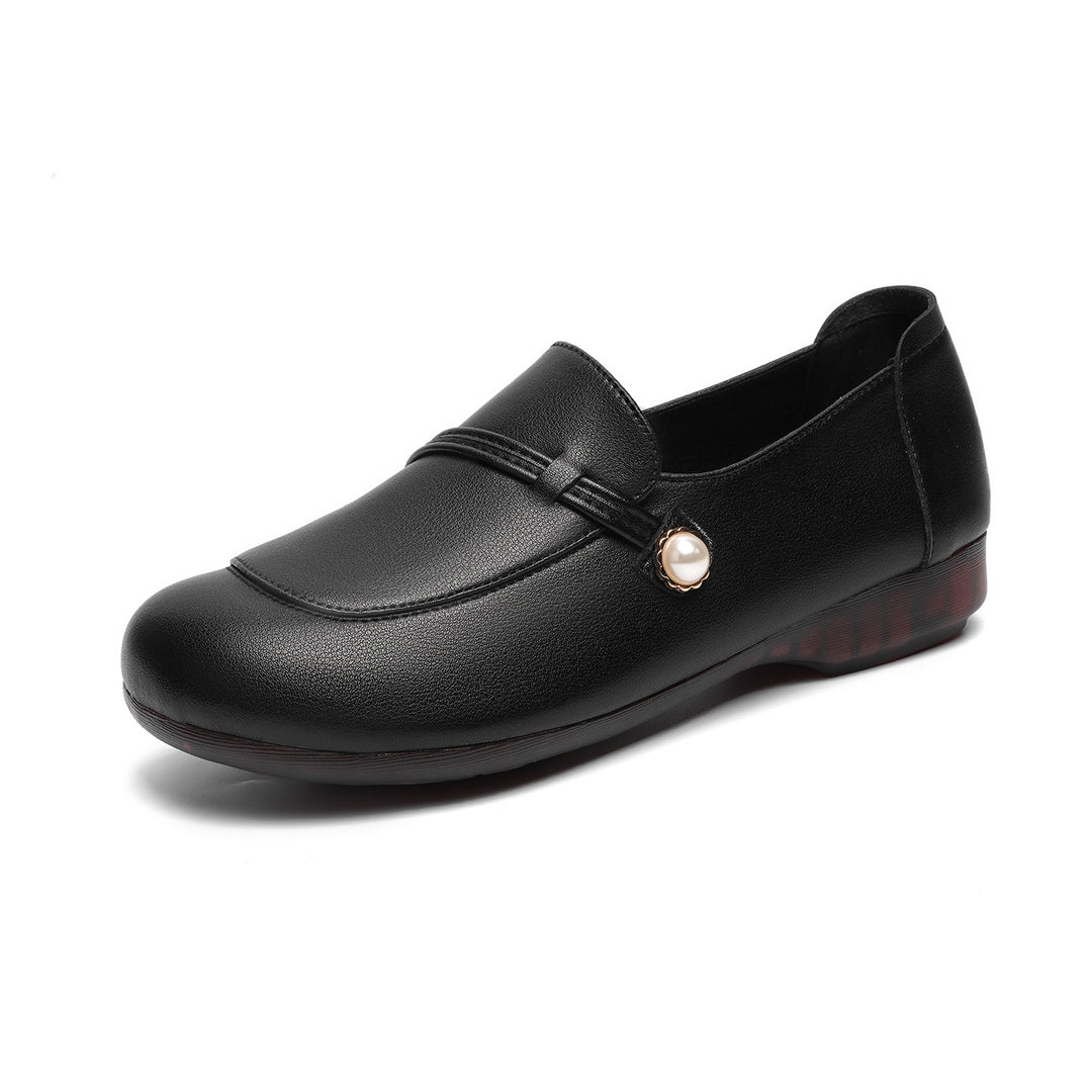 Damen Elegante Mokassins mit geschmackvollem Perlenschnalle R&B