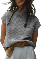 Damen lässiger Strickpullover mit strukturierter Oberfläche und Brusttasche R&B
