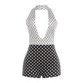 Damen Jumpsuit mit tiefem V-Ausschnitt und trendigem Punktedesign R&B