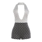 Damen Jumpsuit mit tiefem V-Ausschnitt und trendigem Punktedesign R&B