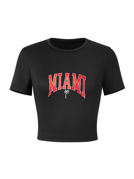 Damen Crop-T-Shirt mit kreativem Skelettdesign und inspirierendem Schriftzug R&B