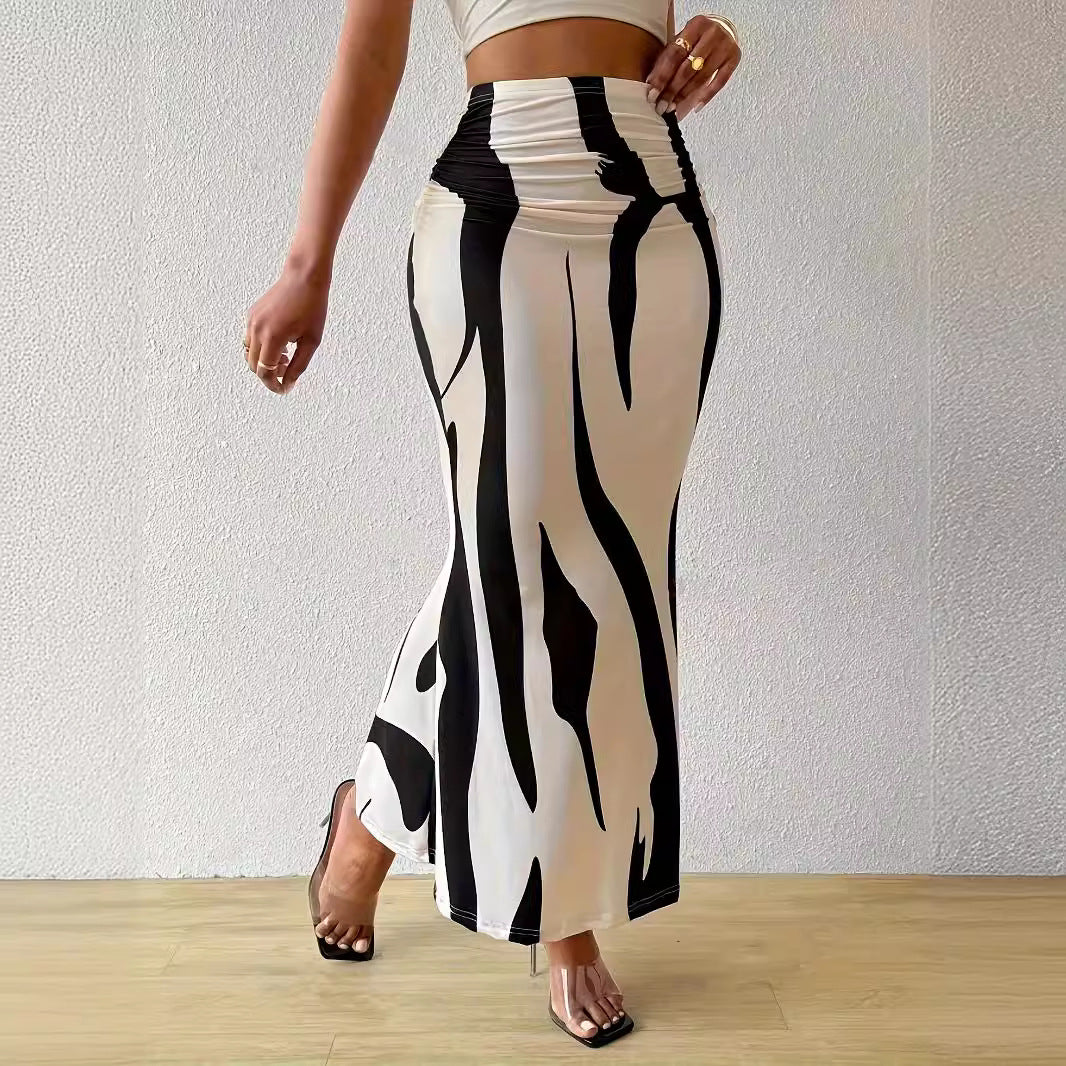 Damen Eleganter Maxirock mit modernem Muster und elastischem Bund R&B