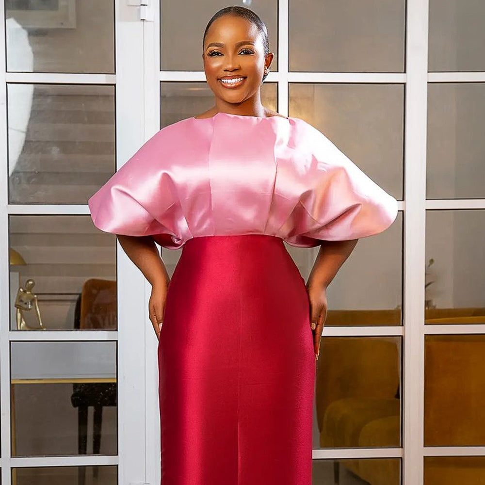 Damen Abendkleid mit voluminösen Puffärmeln und figurbetonter Silhouette R&B