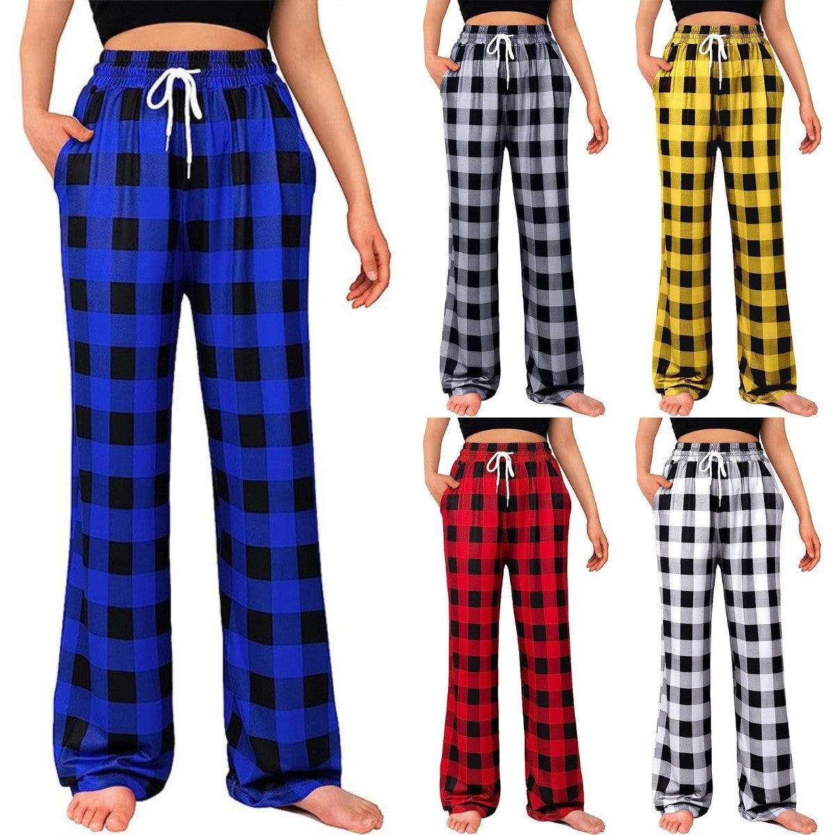 Damen Relaxed Fit Karierte Loungehose R&B