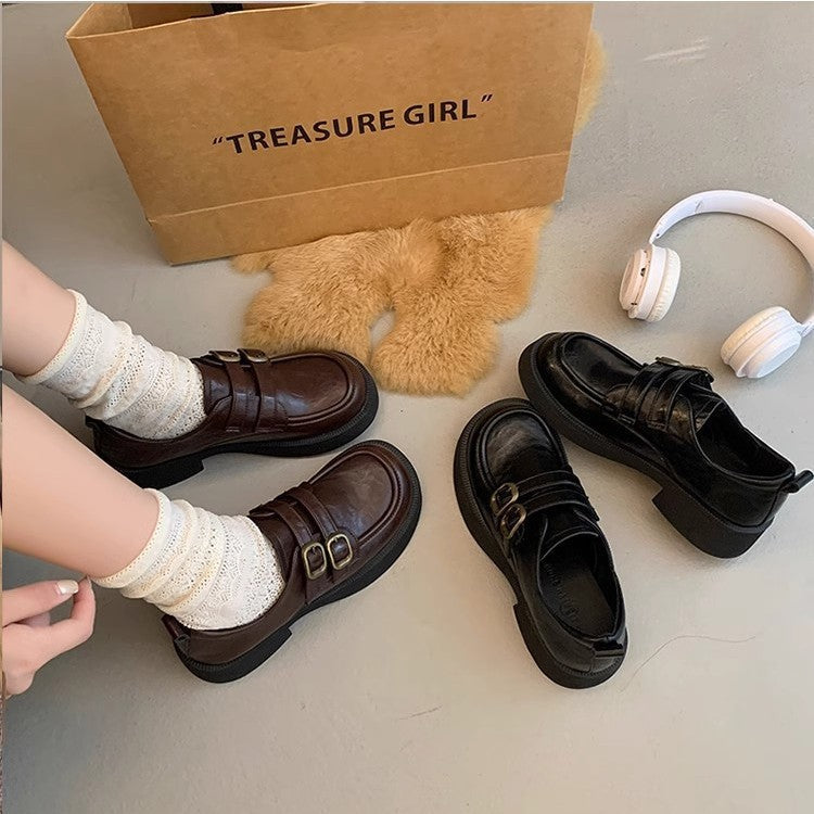 Damen Schnürschuhe mit doppeltem Riemen und modischem Plateau R&B