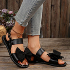 Damen elegante Sandalen mit großem Schleifen-Design und verstellbarem Riemen R&B