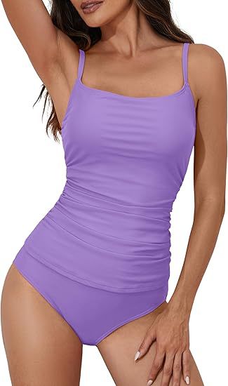 Damen Hochtaillierter Badeanzug mit Ripp-Design R&B