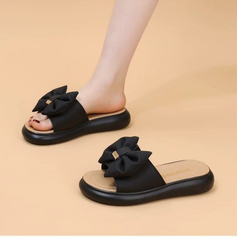 Damen Badesandalen mit dekorativem Schleifendesign und bequemer Sohle R&B
